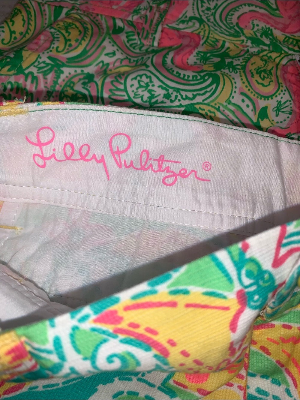 NEW Lilly Pulitzer Teal, Yellow & Pink Paisley Walsh Shorts Size 000 Set - Picture 11 of 16